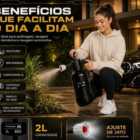 Pulverizador Manual 2 L Snow Foam Profissional Com 3 Bicos para Espuma Ativa Pulverizador Manual 2 L Snow Foam Profissional Com 3 Bicos para Espuma Ativa