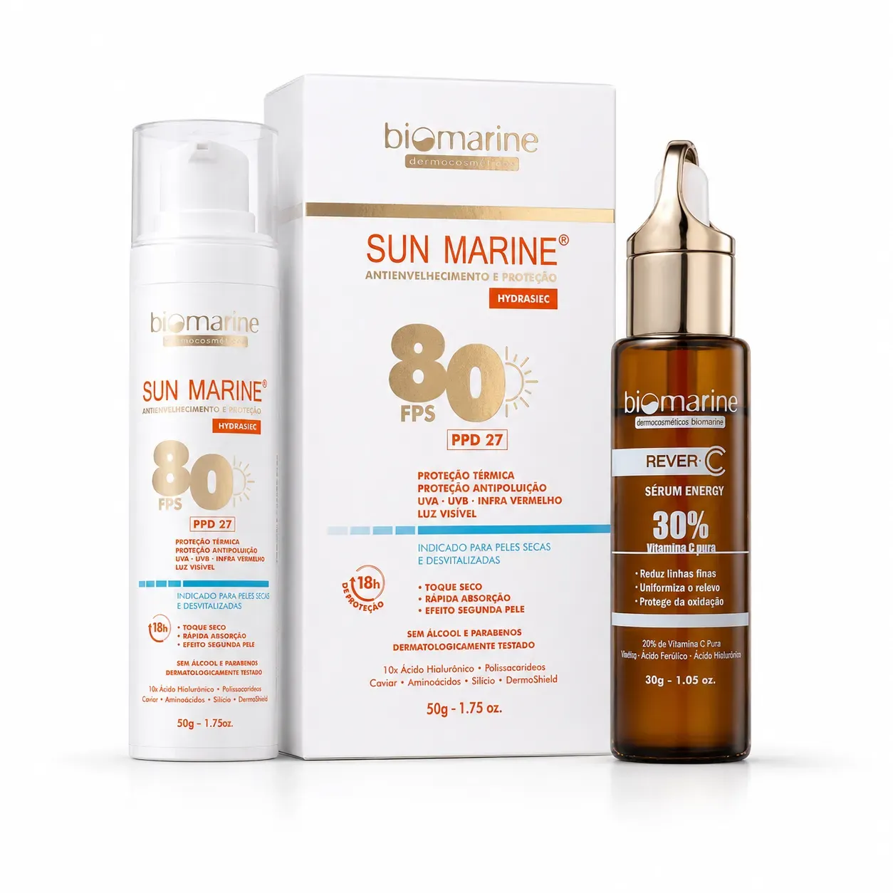 Biomarine - Combo Anti-idade Vitamina C + Proteção solar + Brinde com cupom Biomarine - Combo Anti-idade Vitamina C + Proteção solar + Brinde com cupom