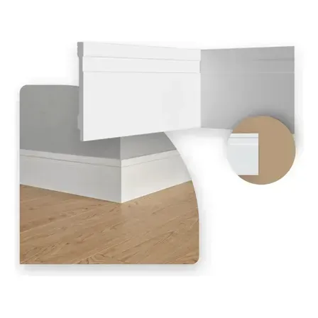 Rodapé De 10cm Frisado Branco Poliestireno Resistente 7m Rodapé De 10cm Frisado Branco Poliestireno Resistente 7m