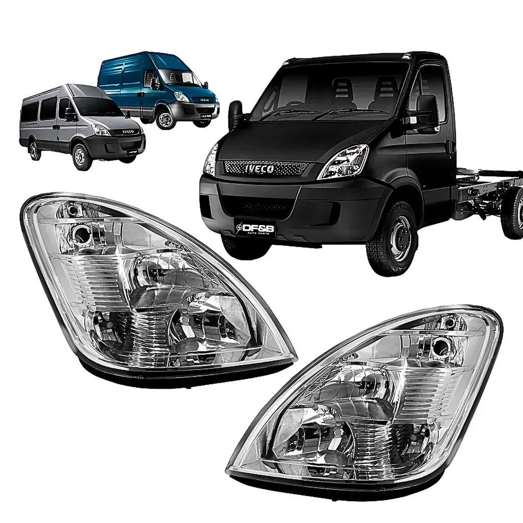 Par Farol Iveco Daily 2008 À 2020 Foco Duplo Mascara Cromada Par Farol Iveco Daily 2008 À 2020 Foco Duplo Mascara Cromada
