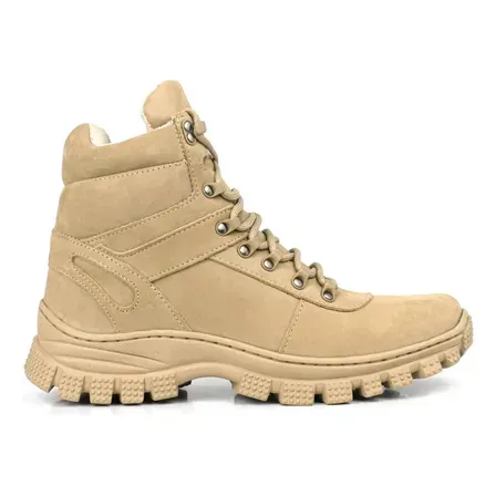 Bota Militar Cano Curto Masculino Couro Areia Lançamento Bota Militar Cano Curto Masculino Couro Areia Lançamento