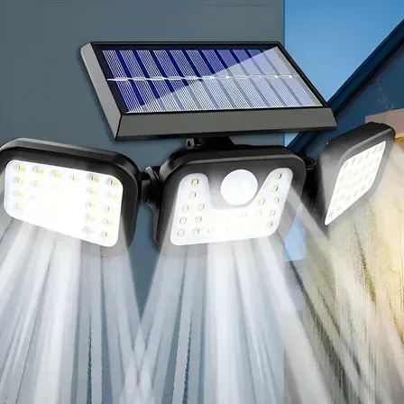 Refletor Solar Led 3 Cabeças Ajustavel Sensor Movimento 50w Branco 1pcs Refletor Solar Led 3 Cabeças Ajustavel Sensor Movimento 50w Branco 1pcs