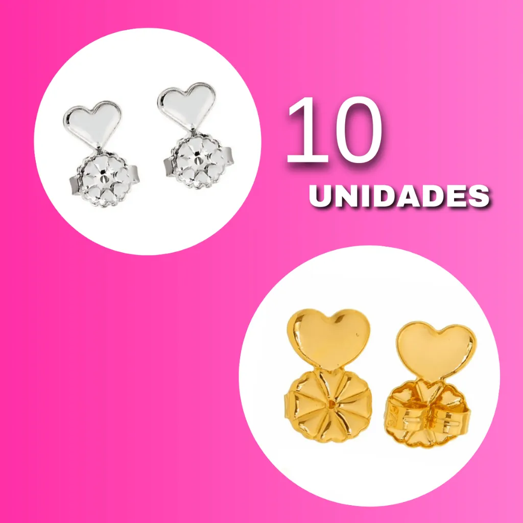 Kit 10 Unidades Tarraxa Mágica Sustentação Brincos Orelha Rasgada Banhado Ouro Alto Padrão 18k ou Prateado Anti Alérgic Kit 10 Unidades Tarraxa Mágica Sustentação Brincos Orelha Rasgada Banhado Ouro Alto Padrão 18k ou Prateado Anti Alérgic