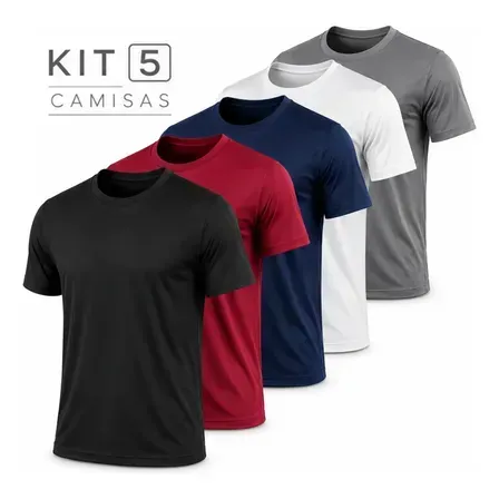 Kit 5 Camisetas Básicas Masculina Dry Fit Lisa Tradicional Sortido Gg Kit 5 Camisetas Básicas Masculina Dry Fit Lisa Tradicional Sortido Gg