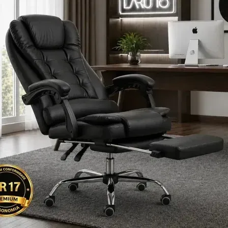 Cadeira De Escritório Ergonômica Giratória Assento Em Couro Sintético Com Apoio De Pés Encosto Reclinável Altura Ajustável Corsair Cadeira De Escritório Ergonômica Giratória Assento Em Couro Sintético Com Apoio De Pés Encosto Reclinável Altura Ajustável Corsair