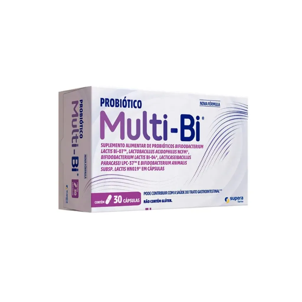 Multi-Bi Probiótico Supera 30 Cápsulas Original Nova Fórmula Saúde Intestinal Imunidade 5 Cepas Multi-Bi Probiótico Supera 30 Cápsulas Original Nova Fórmula Saúde Intestinal Imunidade 5 Cepas