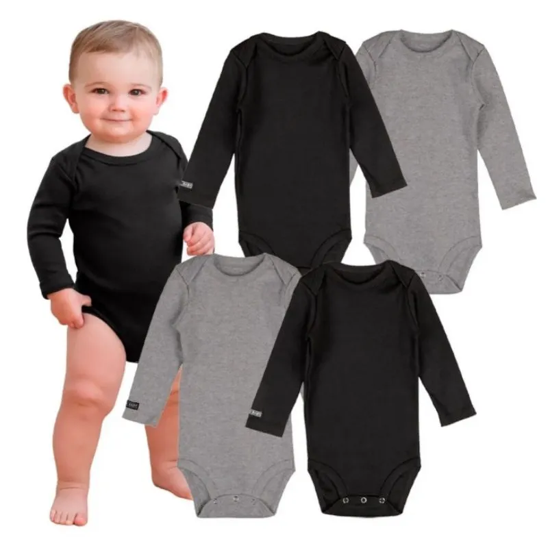 kit 4 Bodies Bebês Preto Cinza kit 4 Bodies Bebês Preto Cinza