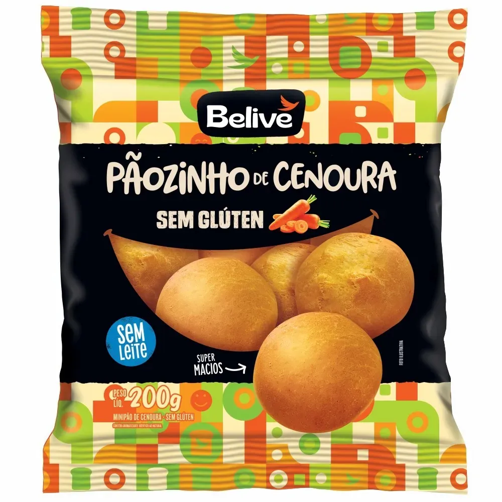 Pãozinho de Cenoura s/ Glúten BELIVE 200g Pãozinho de Cenoura s/ Glúten BELIVE 200g