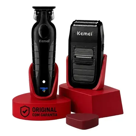 Kit Kemei Máquina Acabamento Km-2299 E Barbeador Shaver 1102 Preto 5v Kit Kemei Máquina Acabamento Km-2299 E Barbeador Shaver 1102 Preto 5v
