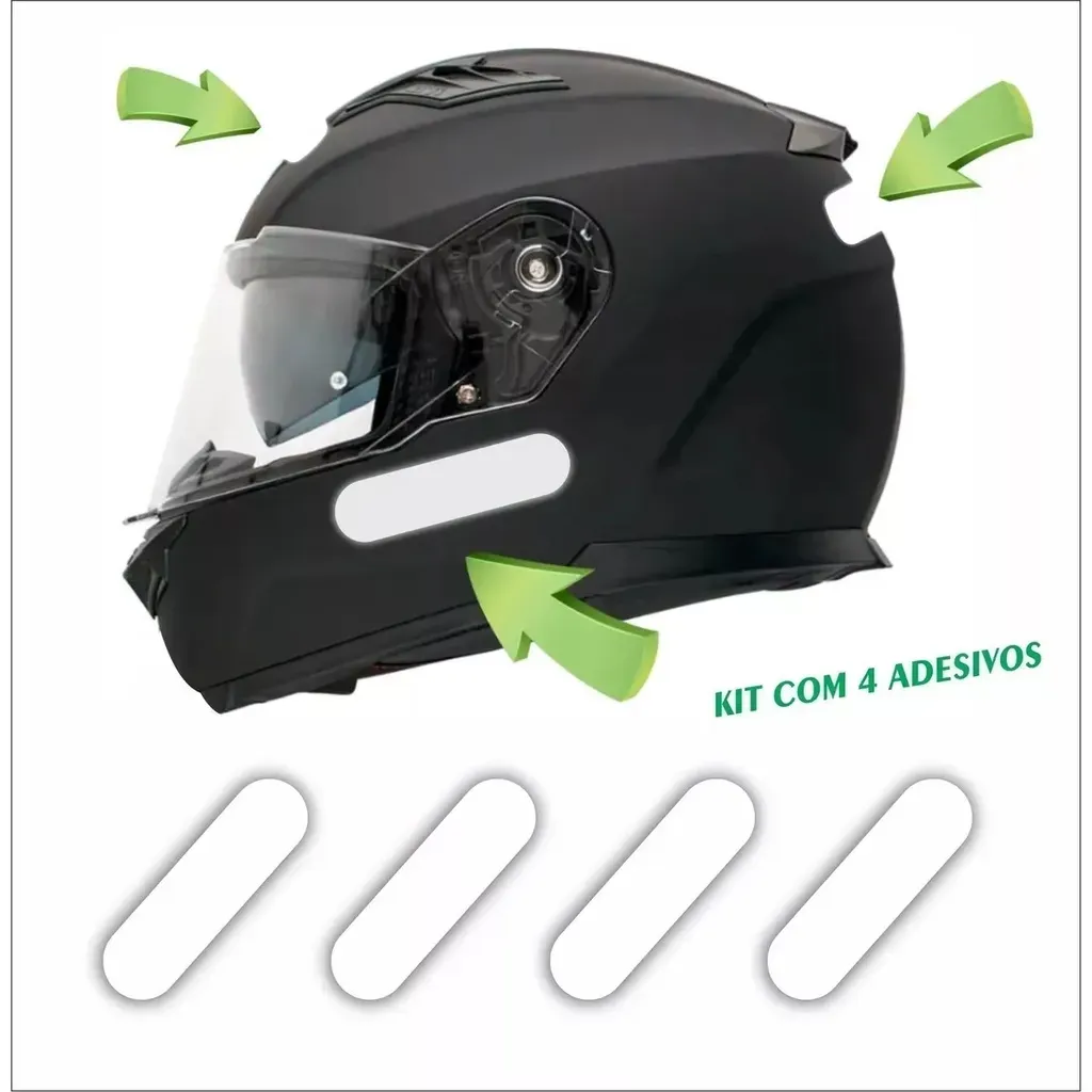 Adesivo Refletivo Capacete Moto Bike Polivisor 4 Unid Adesivo Refletivo Capacete Moto Bike Polivisor 4 Unid