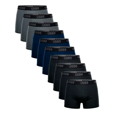 Kit Com 10 Cuecas Boxer Algodão Adulto Usee Brasil Kit Com 10 Cuecas Boxer Algodão Adulto Usee Brasil
