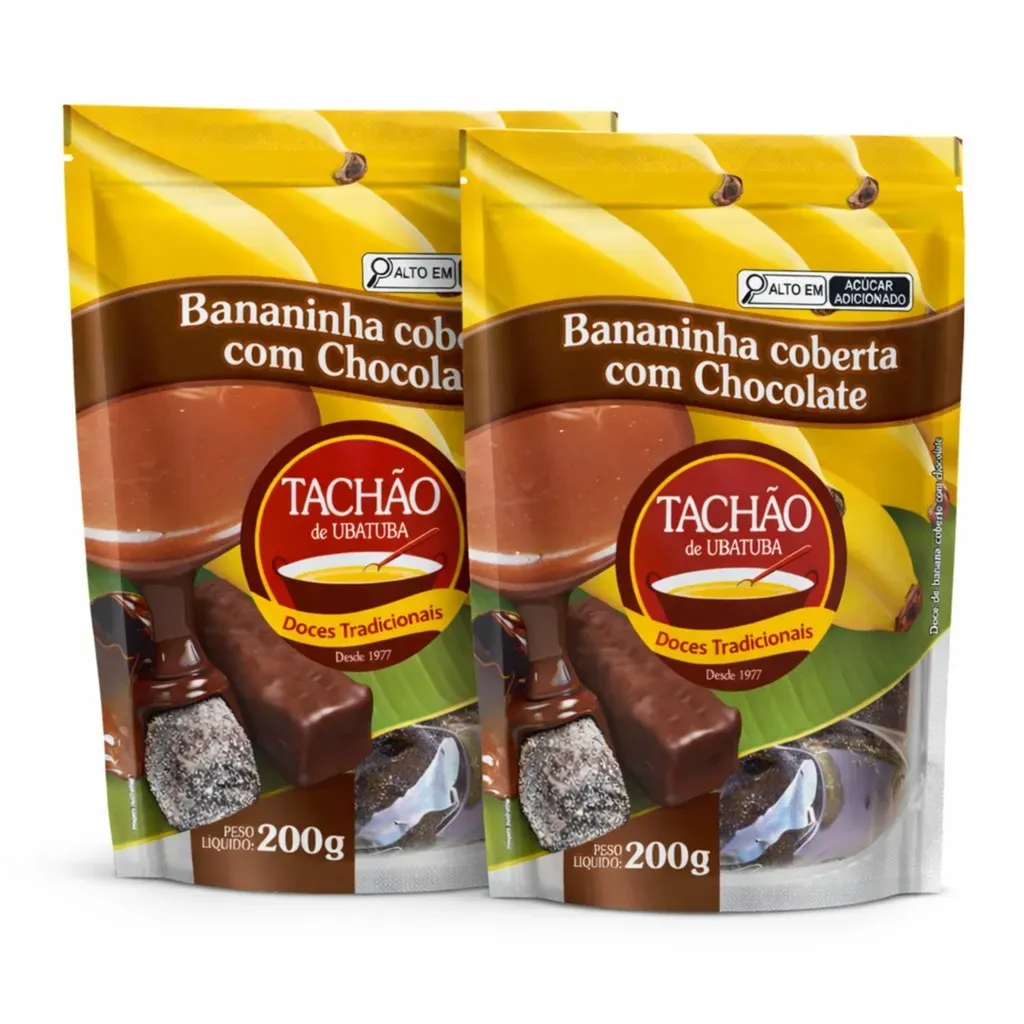 Kit 2 Bananinha com Chocolate TACHÃO DE UBATUBA 200g Kit 2 Bananinha com Chocolate TACHÃO DE UBATUBA 200g