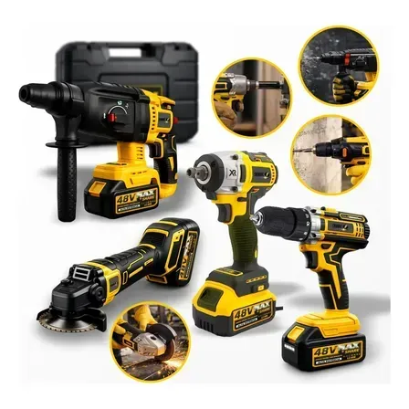 Kit Multi Ferramentas 4 Em 1 48v Sem Fio Com 2 Baterias Furadeira Parafusadeira Martelete Esmerilhadeira Chave De Impacto Com Maleta Alta Potência Uso Profissional E Doméstico - Simake Kit Multi Ferramentas 4 Em 1 48v Sem Fio Com 2 Baterias Furadeira Parafusadeira Martelete Esmerilhadeira Chave De Impacto Com Maleta Alta Potência Uso Profissional E Doméstico - Simake