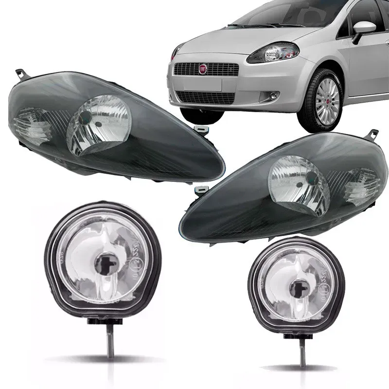 Par Farol Fiat Punto Máscara Negra 2008 Até 2012 Par Farol Fiat Punto Máscara Negra 2008 Até 2012