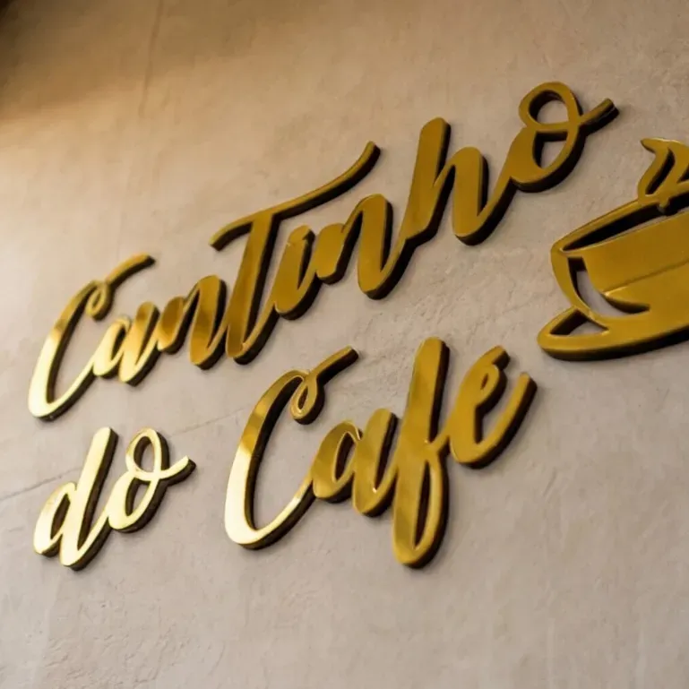 Letreiro Cantinho do Café Acrílico Espelhado Parede Cozinha 41cm Dourado Prata Rose Gold Decoração Letreiro Cantinho do Café Acrílico Espelhado Parede Cozinha 41cm Dourado Prata Rose Gold Decoração