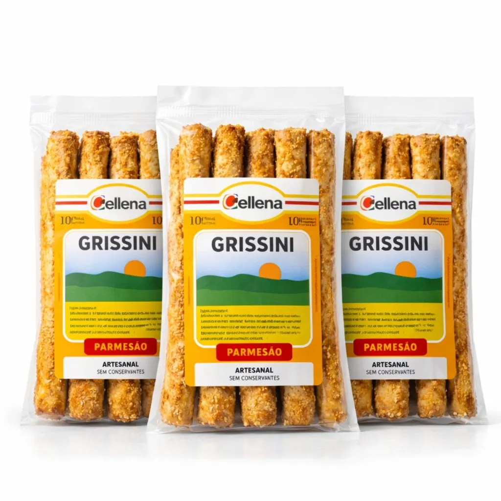Kit 3 Grissini Artesanal Sabor Parmesão CELLENA 100g Kit 3 Grissini Artesanal Sabor Parmesão CELLENA 100g