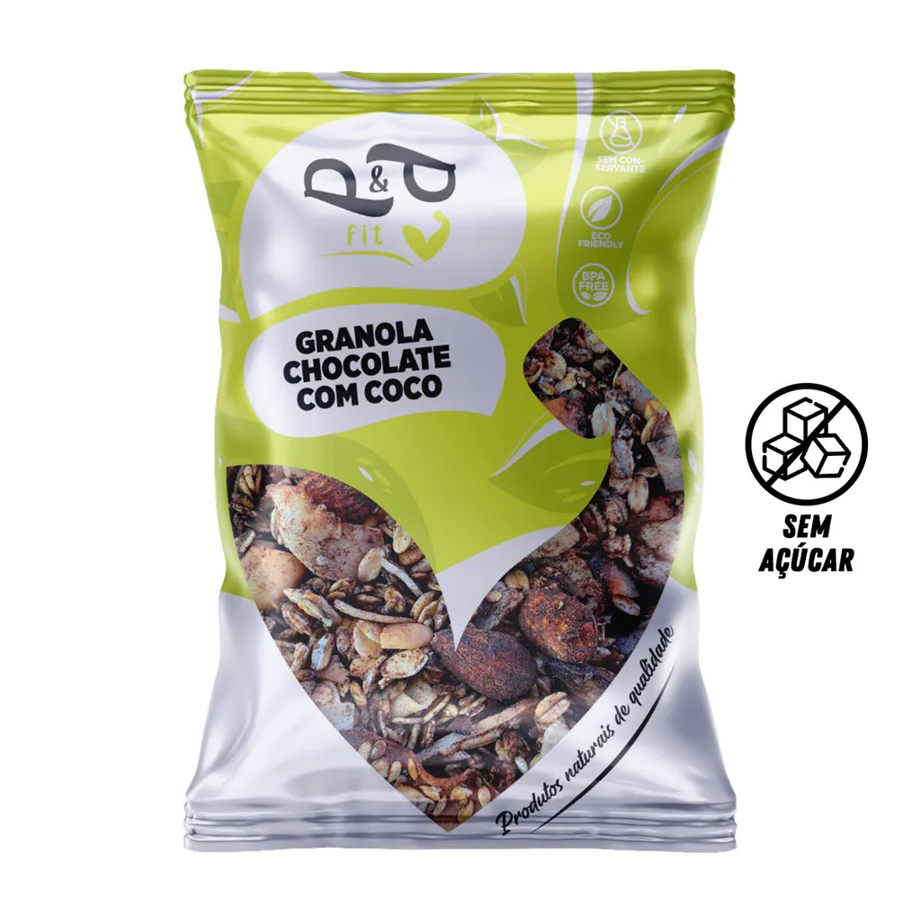 Granola Gourmet P&P Chocolate com Coco 250g Sem Açúcar - P&P Granola Gourmet P&P Chocolate com Coco 250g Sem Açúcar - P&P