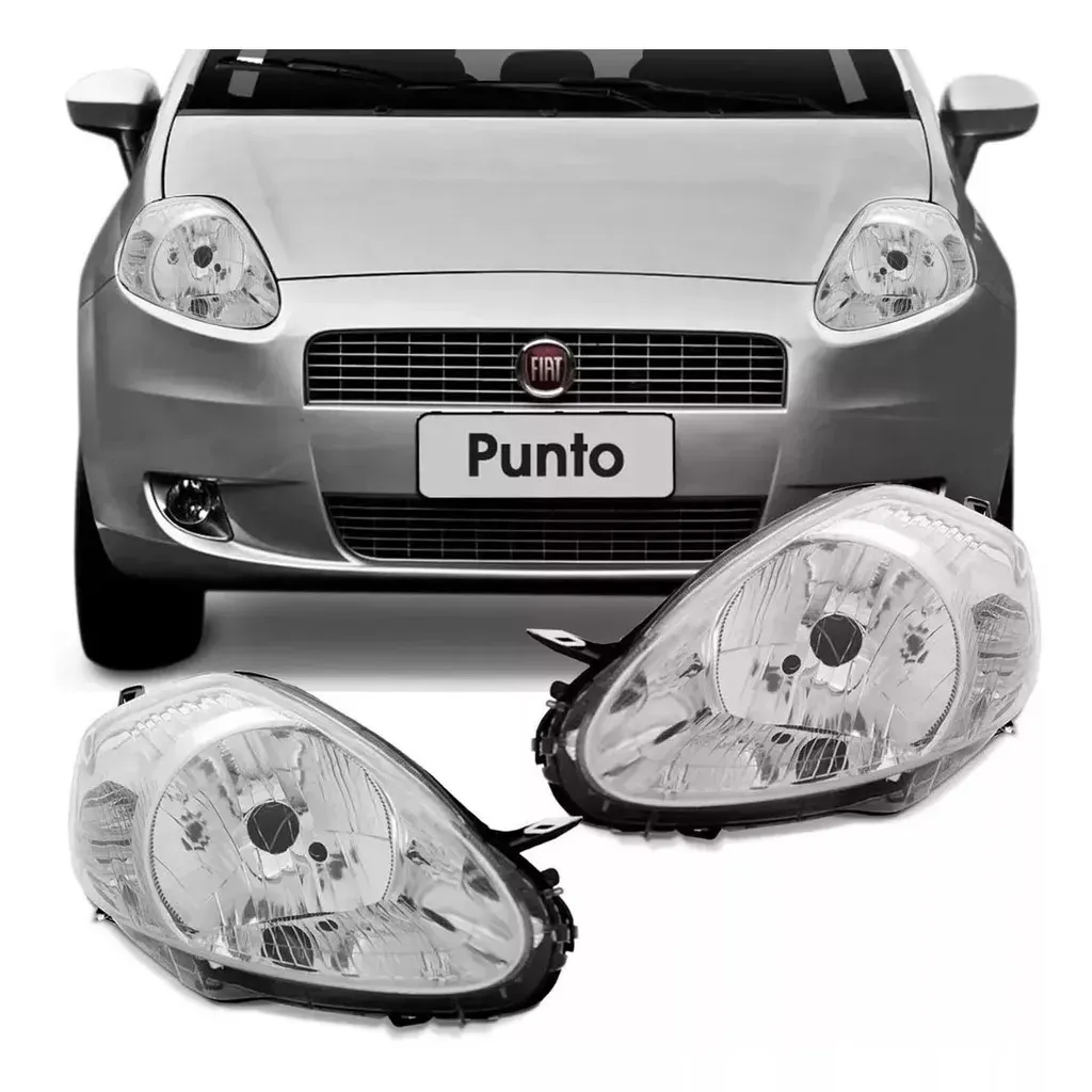 Par Farol Fiat Punto 08 2009 2010 2011 2012 Máscara Cromada Par Farol Fiat Punto 08 2009 2010 2011 2012 Máscara Cromada