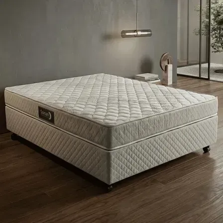 Cama Box + Colchão Casal Sonan D33 Double Face 138x188x45cm Cinza Cama Box + Colchão Casal Sonan D33 Double Face 138x188x45cm Cinza