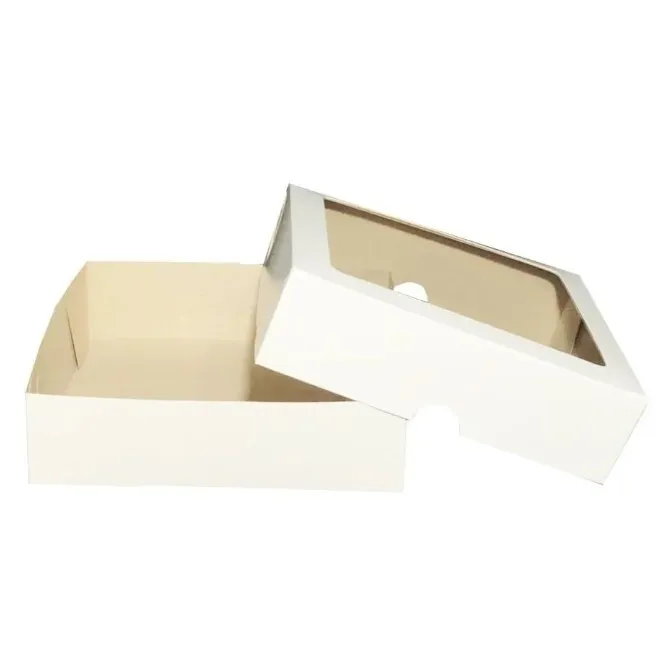 Caixa para Doces e Presente Branca 20 x 20 x 6 Tampa e Fundo com visor Acetato 20 unidades Caixa para Doces e Presente Branca 20 x 20 x 6 Tampa e Fundo com visor Acetato 20 unidades