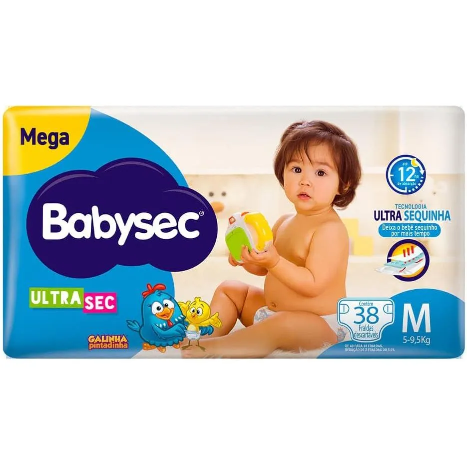 Fralda Babysec Ultrasec M 38un Galinha Pintadinha 12h Proteção Antivazamento Conforto Bebê Fralda Babysec Ultrasec M 38un Galinha Pintadinha 12h Proteção Antivazamento Conforto Bebê