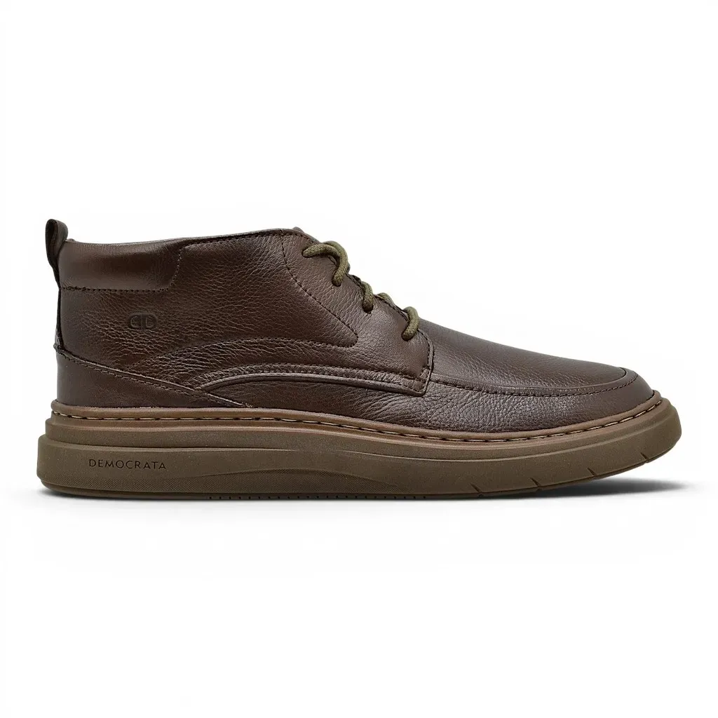 Bota Democrata Masculina Grid Cano Curto Couro Confortavel Bota Democrata Masculina Grid Cano Curto Couro Confortavel