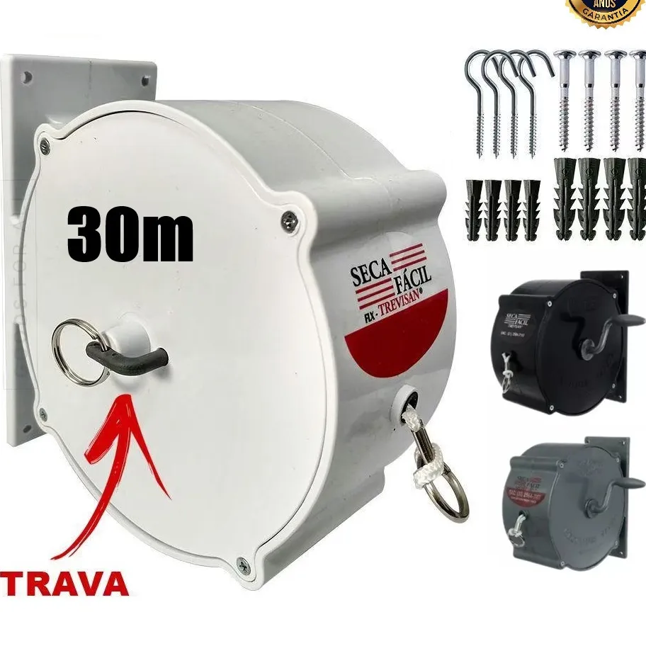 Varal Recolhível Seca Fácil Branco 30mts Retrátil Varal Recolhível Seca Fácil Branco 30mts Retrátil
