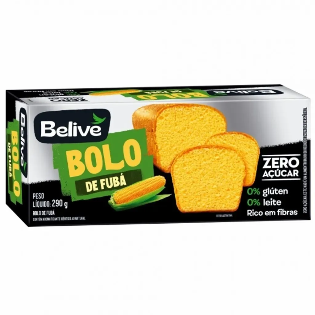 Bolo de Fubá S/ Gluten S/ Açúcar BELIVE 290g Bolo de Fubá S/ Gluten S/ Açúcar BELIVE 290g
