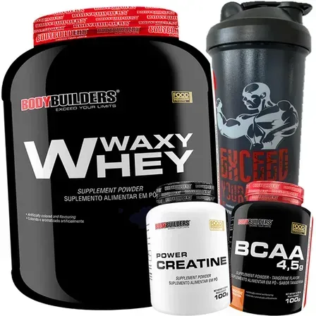 Kit Whey Protein 2kg Chocolate + Creatina + Bcaa + Coqueteleira - Bodybuilders Kit Whey Protein 2kg Chocolate + Creatina + Bcaa + Coqueteleira - Bodybuilders