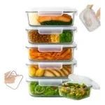 Yab - Kit 5 Potes De Vidro Marmita C/ Tampa Hermético 640ml Retangular 4 Travas Borossilicato Alimentos Micro-ondas Freezer Geladeira Yab - Kit 5 Potes De Vidro Marmita C/ Tampa Hermético 640ml Retangular 4 Travas Borossilicato Alimentos Micro-ondas Freezer Geladeira
