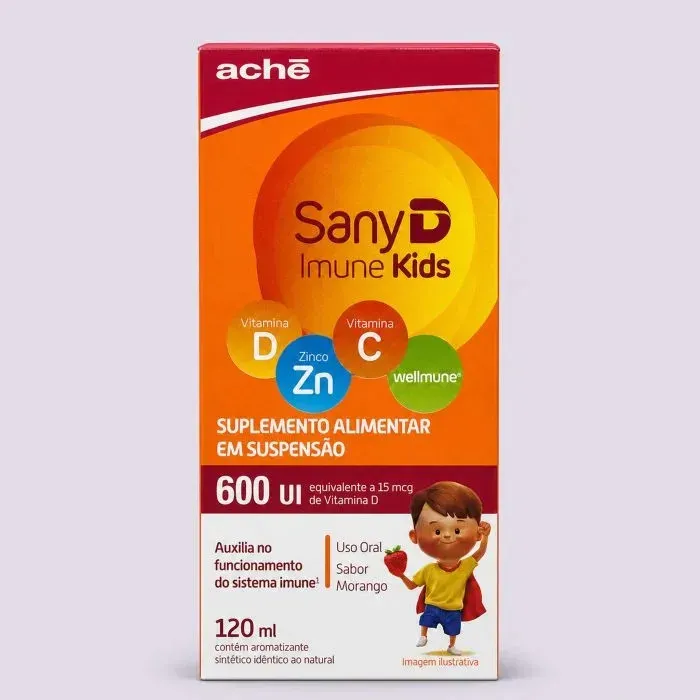 Sany D Imune Kids 120ml Vitamina D C Zinco Wellmune Sabor Morango Suplemento Infantil Sany D Imune Kids 120ml Vitamina D C Zinco Wellmune Sabor Morango Suplemento Infantil
