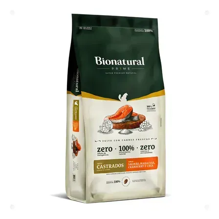 Ração Seca Bionatural Prime Salmão Gatos Castrados 7,5kg Ração Seca Bionatural Prime Salmão Gatos Castrados 7,5kg