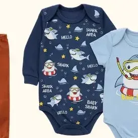 Kit 9 Peças Body Bebê Menino Algodão Inverno Manga Longa Kit 9 Peças Body Bebê Menino Algodão Inverno Manga Longa