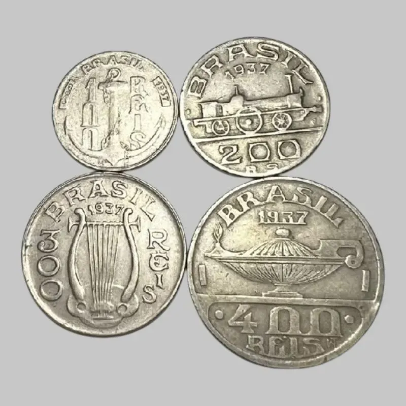 Lote 4 Moedas de 100, 200, 300 e 400 Réis Datas Variadas Ilustres Tamandaré Mauá Carlos Oswaldo Lote 4 Moedas de 100, 200, 300 e 400 Réis Datas Variadas Ilustres Tamandaré Mauá Carlos Oswaldo