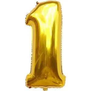 Balão Número Dourado 40cm Numero 1 Balão Número Dourado 40cm Numero 1