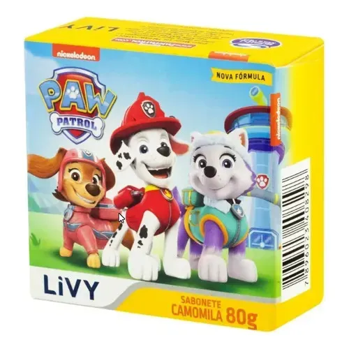 Kit com 3 Sabonetes em Barra Livy Camomila Paw Patrol 80g Kit com 3 Sabonetes em Barra Livy Camomila Paw Patrol 80g