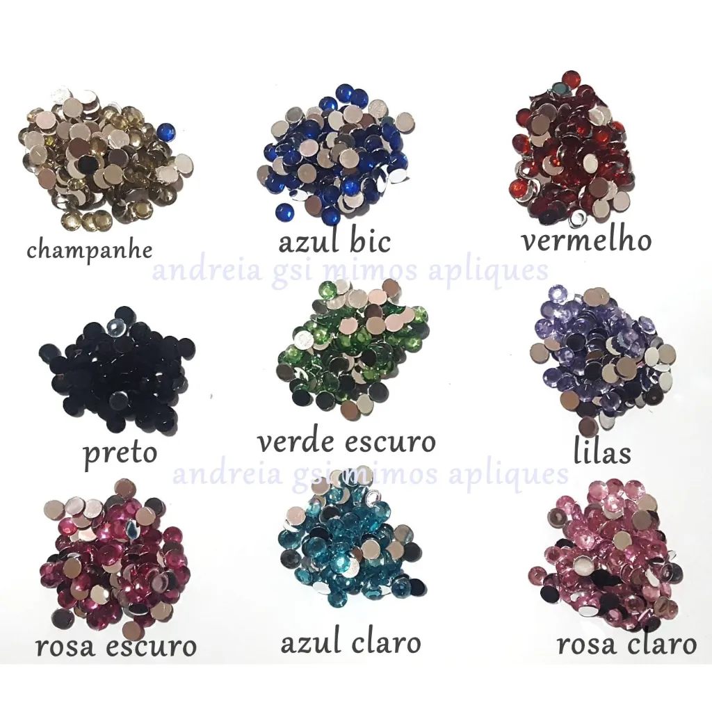 900 Unidades Chaton Strass Redondo Sem Furo 6mm 900 Unidades Chaton Strass Redondo Sem Furo 6mm
