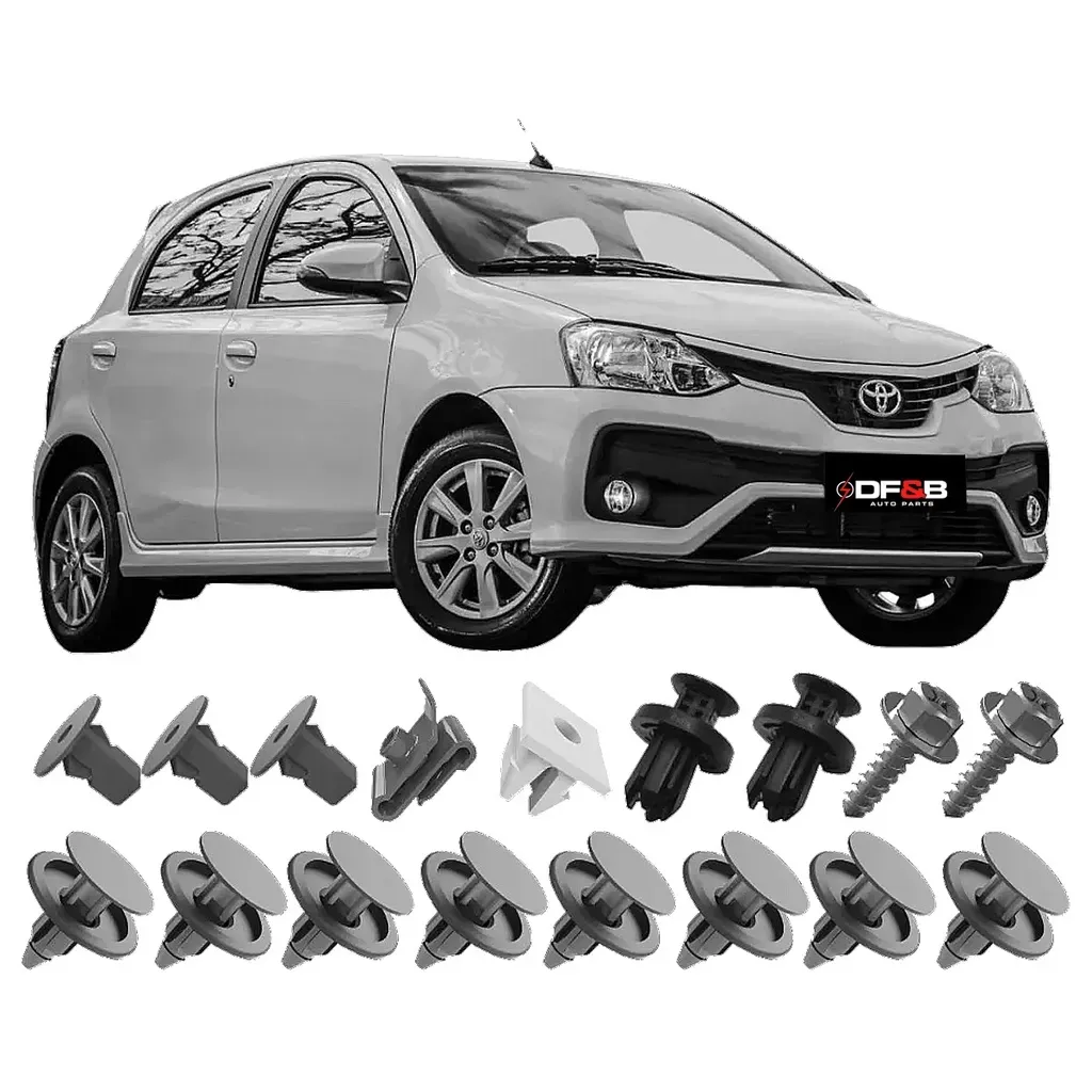 Kit 17 Grampos Parabarro Dianteiro Toyota Etios Hatch Sedan 2012 a 2016 Kit 17 Grampos Parabarro Dianteiro Toyota Etios Hatch Sedan 2012 a 2016