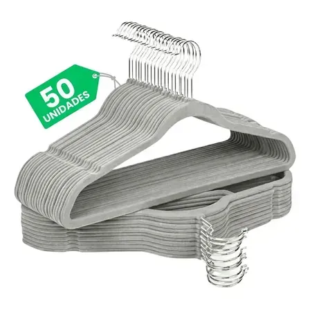 Kit Cabides Veludo De Roupa Antideslizante Slim Adulto 50 Un Kit Cabides Veludo De Roupa Antideslizante Slim Adulto 50 Un