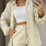 Conjunto Linho Feminino Camisa E Short Linha Premium Conjunto Linho Feminino Camisa E Short Linha Premium