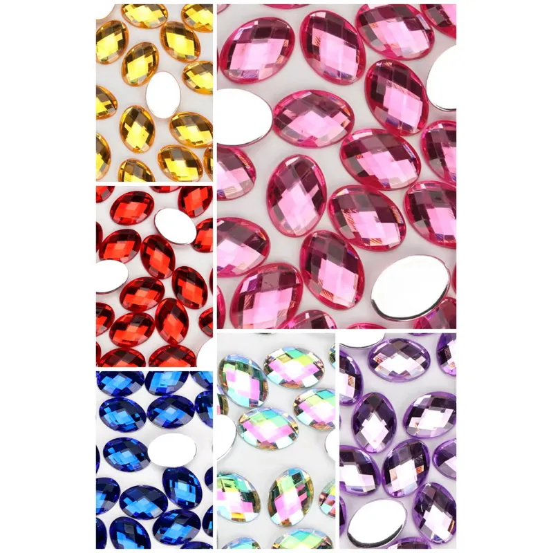 Chaton Oval 10x14mm Acrílico Sem Furo Para Colagem 400 Pcs (8 cores) Chaton Oval 10x14mm Acrílico Sem Furo Para Colagem 400 Pcs (8 cores)