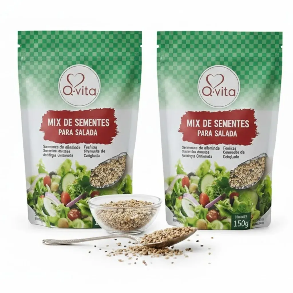 Kit 2 Mix de Sementes p/ Salada Q-VITA 150g - Sem Glúten Kit 2 Mix de Sementes p/ Salada Q-VITA 150g - Sem Glúten