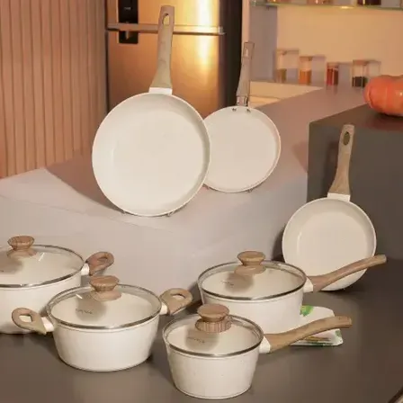Conjunto De Panelas Com 10 Peças Cook Marmol Mimo Style Conjunto De Panelas Com 10 Peças Cook Marmol Mimo Style
