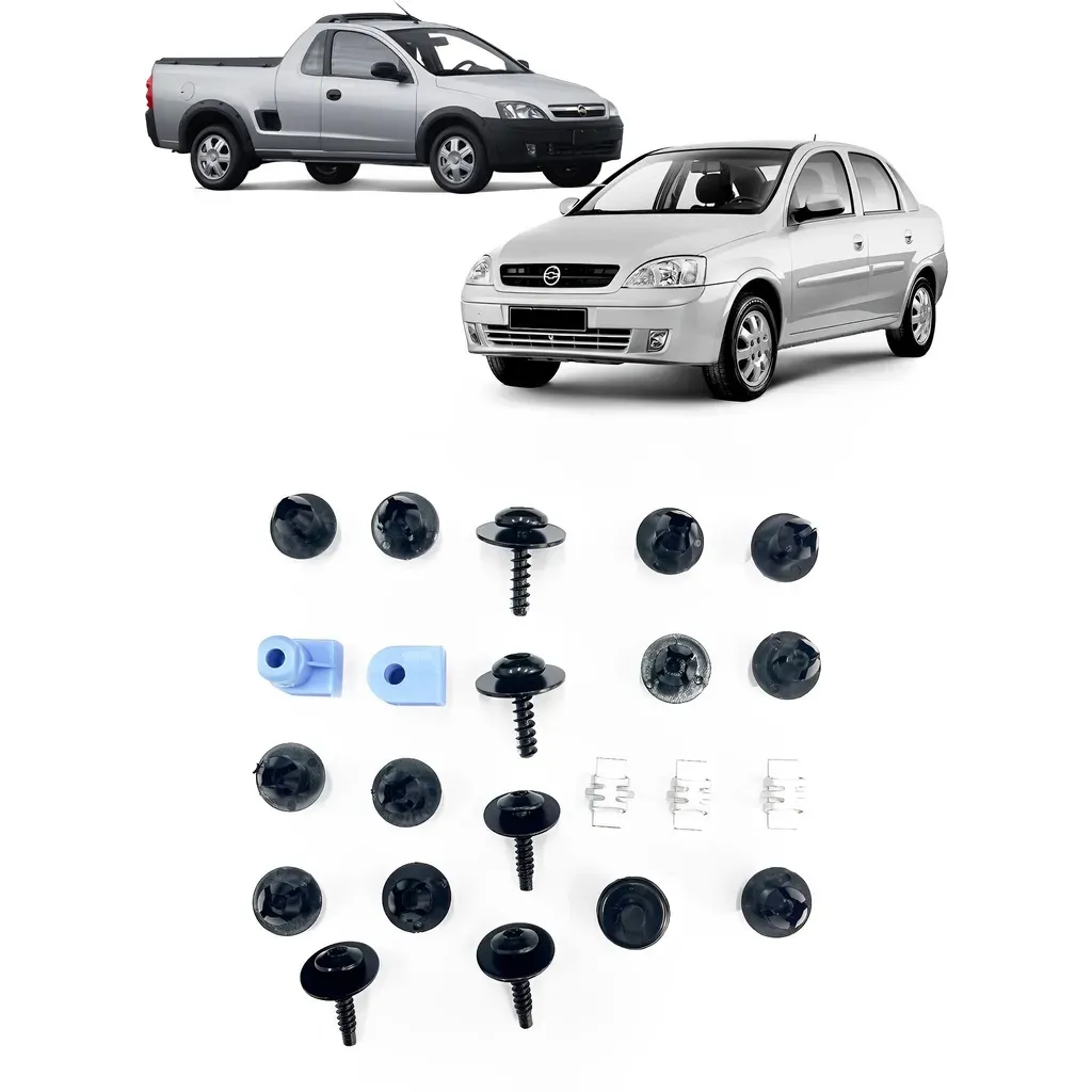 Kit 22 Pcs Grampo Parabarro Diant. Corsa Montana 2002 a 2012 Kit 22 Pcs Grampo Parabarro Diant. Corsa Montana 2002 a 2012