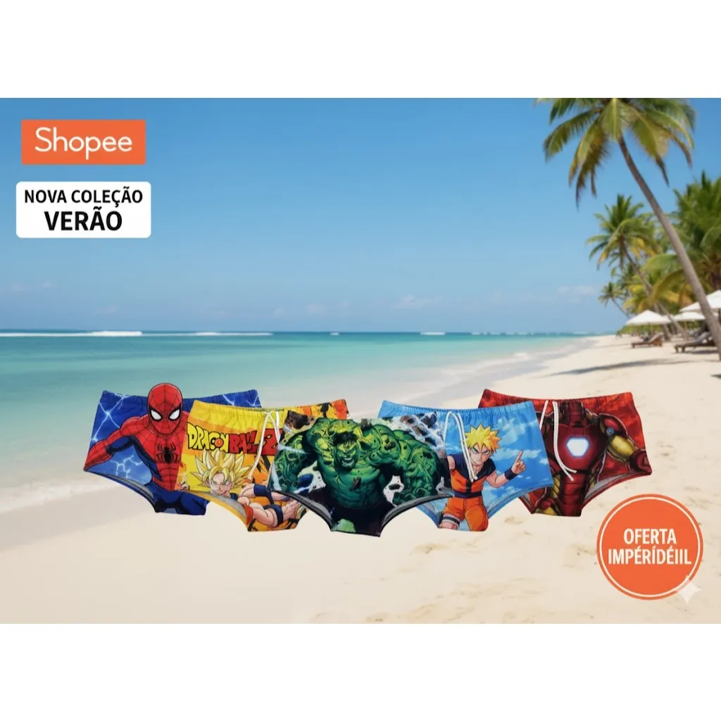 Sunga Infantil Personagens Diversos Moda Praia e Piscina Sunga Infantil Personagens Diversos Moda Praia e Piscina
