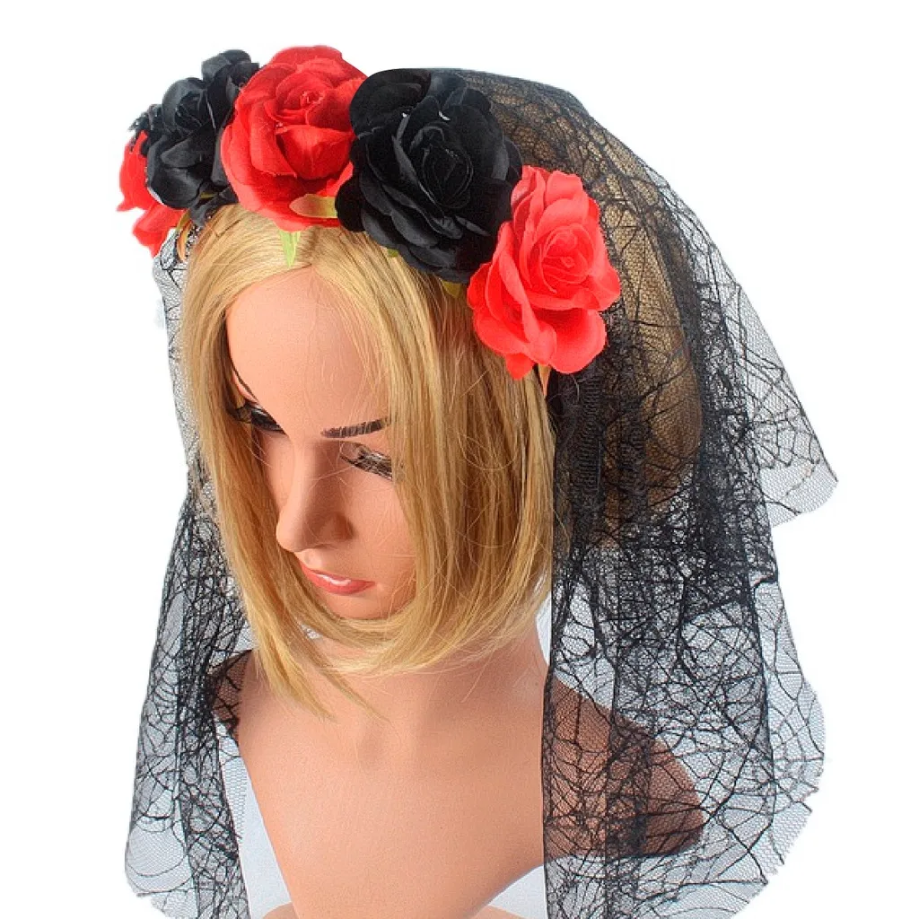 Tiara Véu Noiva Caveira Mexicana Halloween Tiara Véu Noiva Caveira Mexicana Halloween