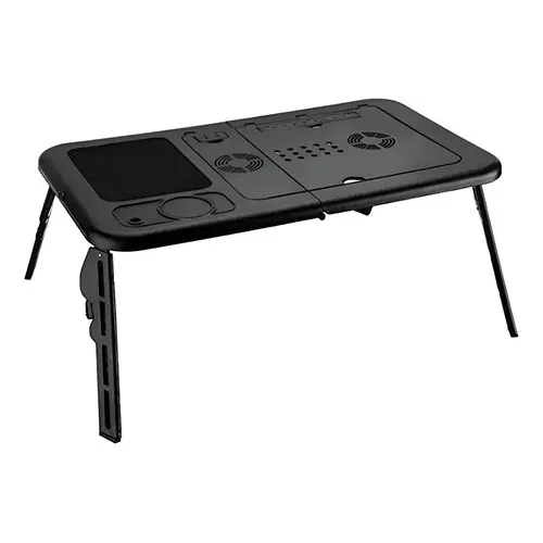 Mesa Suporte para Notebook Portátil Dobrável Com Porta-Copo, Cooler e Mousepad para Sofa, Cama Preto Mesa Suporte para Notebook Portátil Dobrável Com Porta-Copo, Cooler e Mousepad para Sofa, Cama Preto