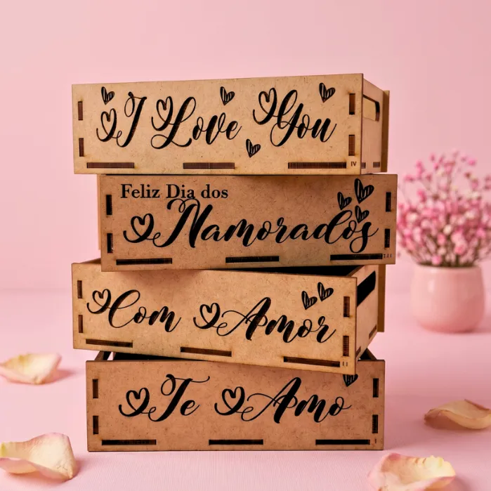 Kit 10 Und Cesta Bandeja Mdf 10x15 Te Amo Presente Dia Dos Namorados Embalagem Kit 10 Und Cesta Bandeja Mdf 10x15 Te Amo Presente Dia Dos Namorados Embalagem