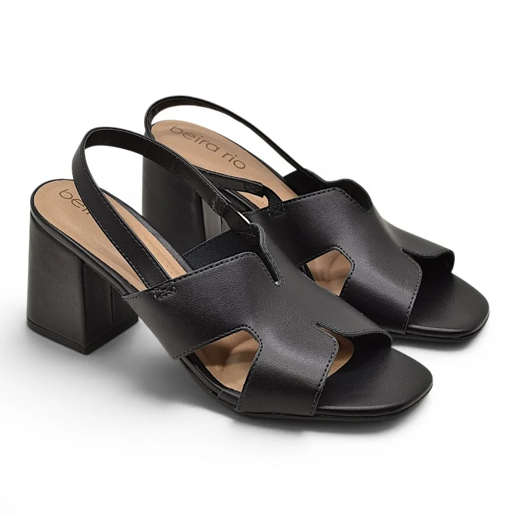 Sandalia Beira Rio Conforto Salto Grosso Feminina Slingback Original Sandalia Beira Rio Conforto Salto Grosso Feminina Slingback Original