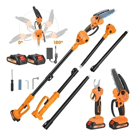 Motosserra + Tesoura Elétrica C/2 Baterias Recarregável 48v Laranja 48v Motosserra + Tesoura Elétrica C/2 Baterias Recarregável 48v Laranja 48v